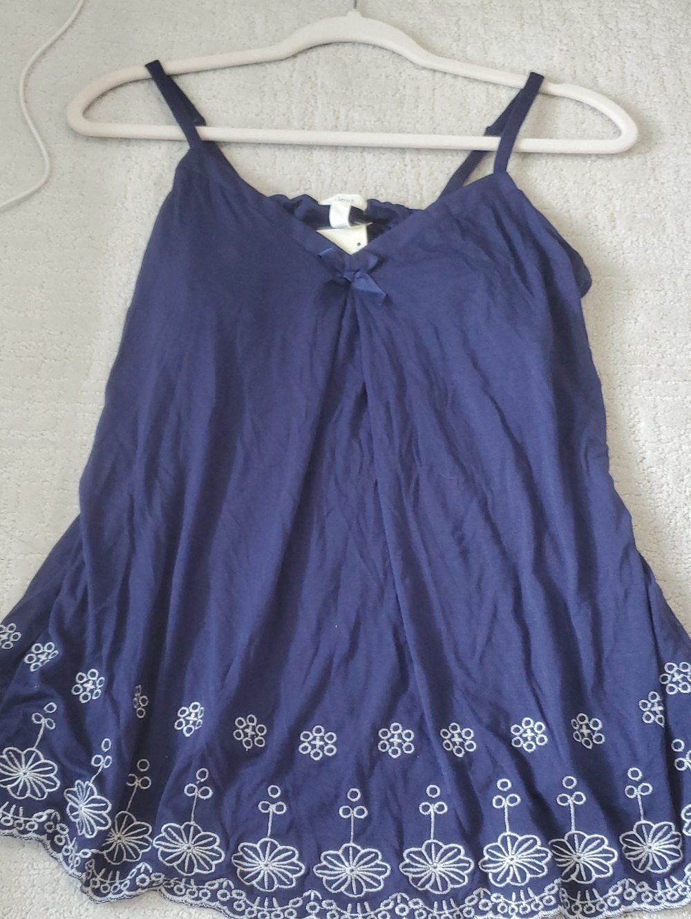 Soma Navy Blue Embroidered Spaghetti Strap Tank